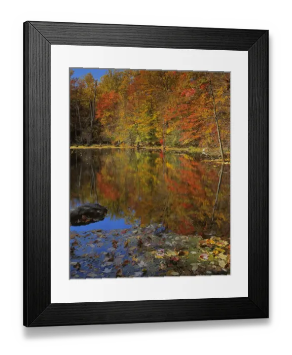 Framed Print : USA, New York, Adirondack Mountains, Autumn Pond, Putnam County
