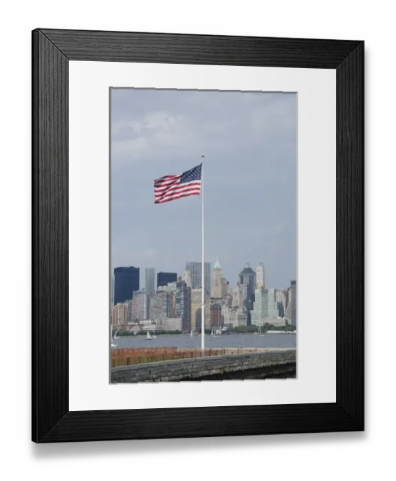Framed Print : New York, Ellis Island. New York City skyline view from the American Family Immigration Framed Print : New York, Ellis Island. New York City skyline view from the American Family Immigration