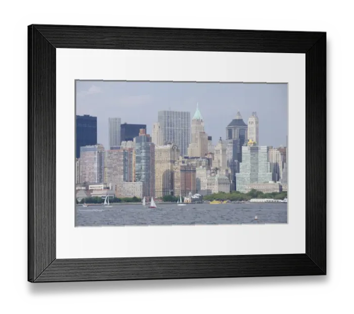Framed Print : New York, New York City, The Battery. New York City skyline from the Hudson River Framed Print : New York, New York City, The Battery. New York City skyline from the Hudson River