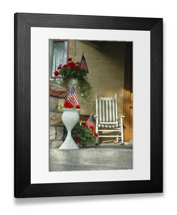 Framed Print : U. S. A. ; New York; Saratoga Springs, front porch, historic district Framed Print : U. S. A. ; New York; Saratoga Springs, front porch, historic district