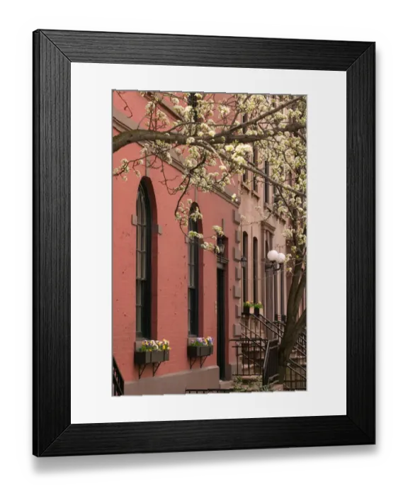 Framed Print : USA-New York-New York City-Brooklyn: Brooklyn Heights-Brownstone Building / Spring Framed Print : USA-New York-New York City-Brooklyn: Brooklyn Heights-Brownstone Building / Spring