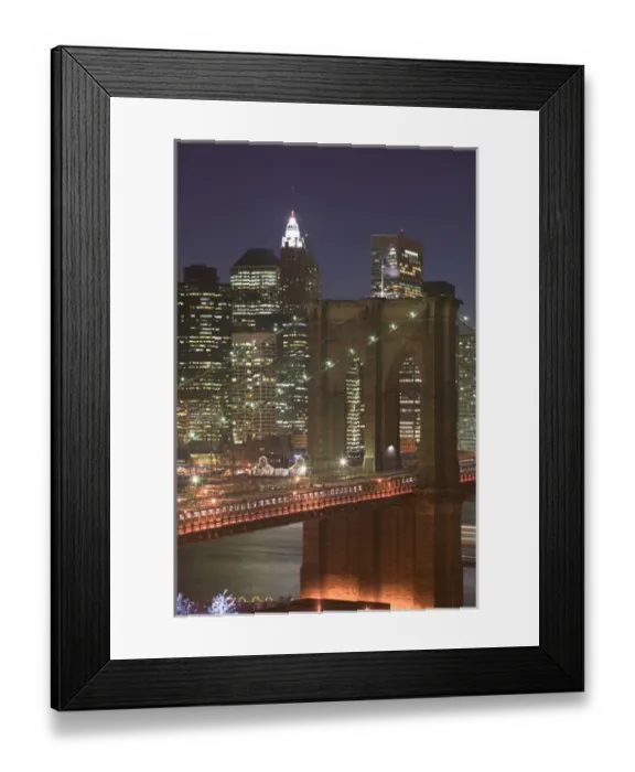 Framed Print : USA-New York-New York City-Manhattan: Aerial Evening View of Brooklyn Bridge & Lower Framed Print : USA-New York-New York City-Manhattan: Aerial Evening View of Brooklyn Bridge & Lower