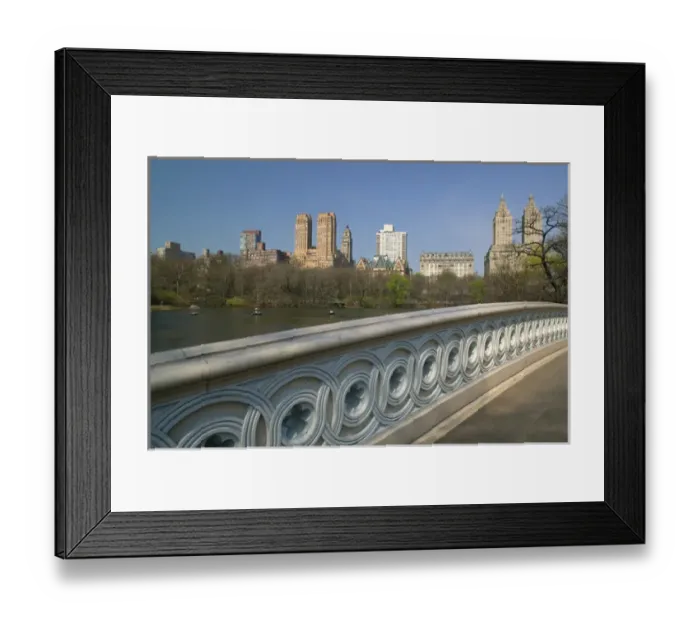 Framed Print : USA-New York-New York City-Manhattan: Central Park-Bow Bridge on the Lake with Buildings Framed Print : USA-New York-New York City-Manhattan: Central Park-Bow Bridge on the Lake with Buildings