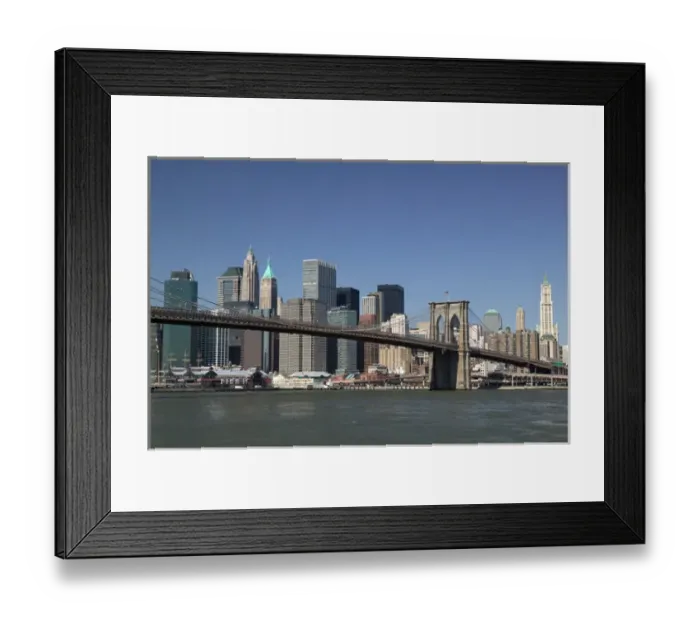 Framed Print : USA-New York-New York City-Manhattan: Daytime View of Lower Manhattan & Brooklyn