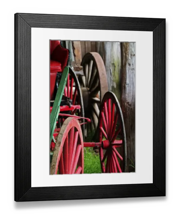 Framed Print : Colorful wagon wheels Pioneer Homestead at Oconoluftee Visitor Center