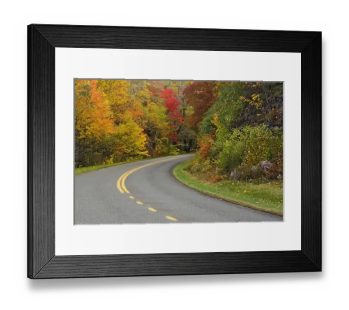 Framed Print : Blue Ridge Parkway winding through autumn colors, Pisgah National Forest, North Carolina Framed Print : Blue Ridge Parkway winding through autumn colors, Pisgah National Forest, North Carolina