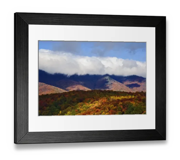 Framed Print : Autumn view of Southern Appalachian Mountains from Blue Ridge Parkway, near Grandfather Mountain