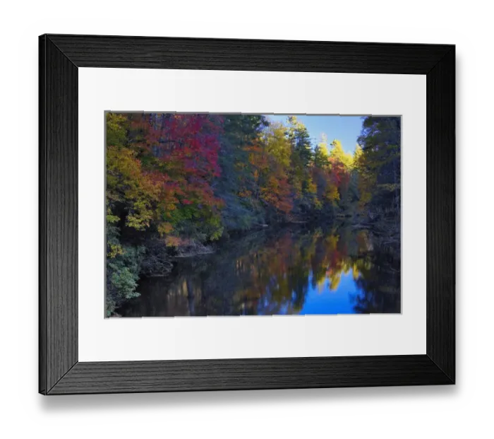 Framed Print : Autumn colors reflected on Linville River, Linville Gorge often called the Grand Framed Print : Autumn colors reflected on Linville River, Linville Gorge often called the Grand