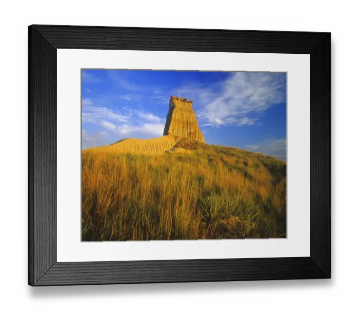 Framed Print : Sandstone monument in the badlands of the Little Missouri National Grasslands, North Dakota