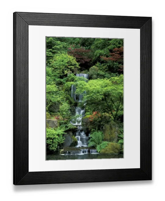 Framed Print : N. A. USA, Oregon, Portland, Japanese Garden Waterfall Framed Print : N. A. USA, Oregon, Portland, Japanese Garden Waterfall