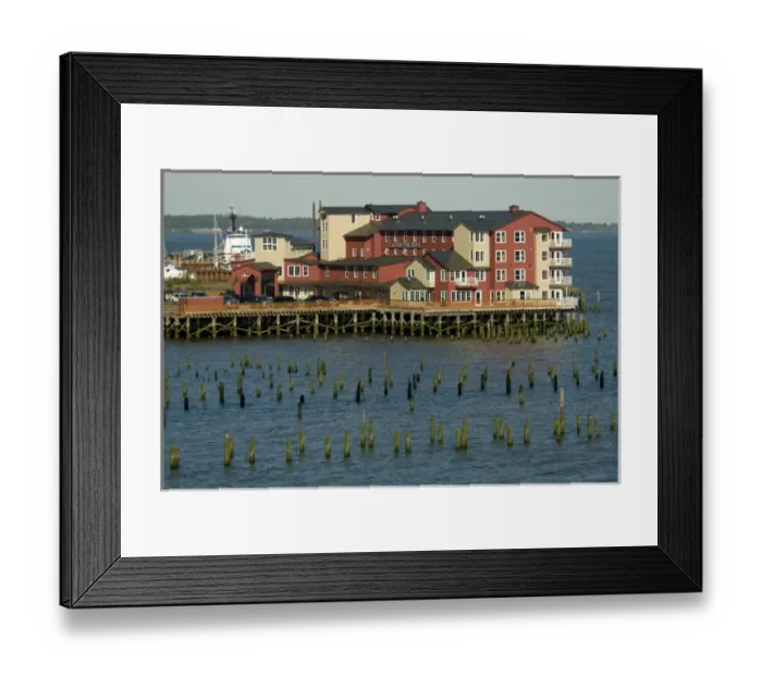Framed Print : US: Oregon, Columbia River Basin, Astoria, Cannery Pier Hotel and old cannery pilings Framed Print : US: Oregon, Columbia River Basin, Astoria, Cannery Pier Hotel and old cannery pilings