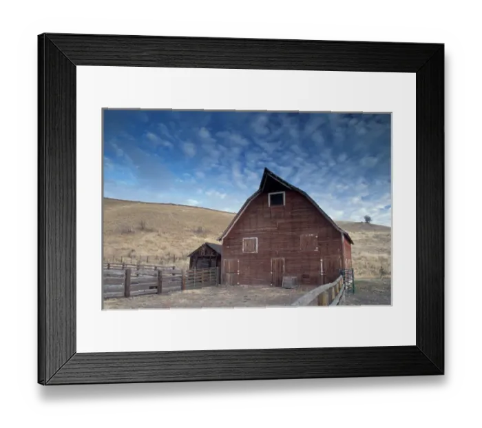 Framed Print : NA, USA, NE Oregon, Wallowa County, red barn