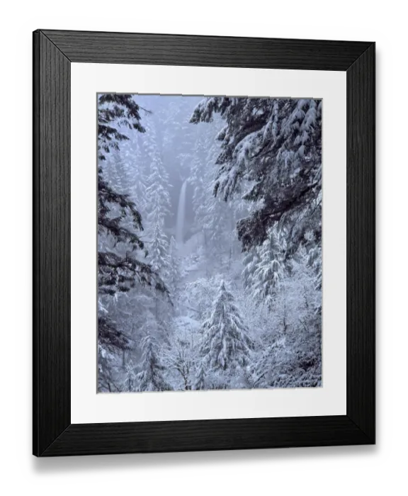 Framed Print : USA, Oregon, Silver Falls State Park. North Falls in winter snow. Credit as: Steve