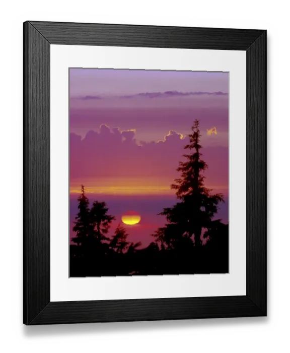 Framed Print : USA, Oregon, Mount Hood. Pine trees silhouetted by sunset. Credit as: David W. Kelley Framed Print : USA, Oregon, Mount Hood. Pine trees silhouetted by sunset. Credit as: David W. Kelley