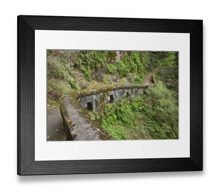 Framed Print : USA, Oregon, Columbia River Gorge. Stone wall next to trail above Sheppards Dell Framed Print : USA, Oregon, Columbia River Gorge. Stone wall next to trail above Sheppards Dell