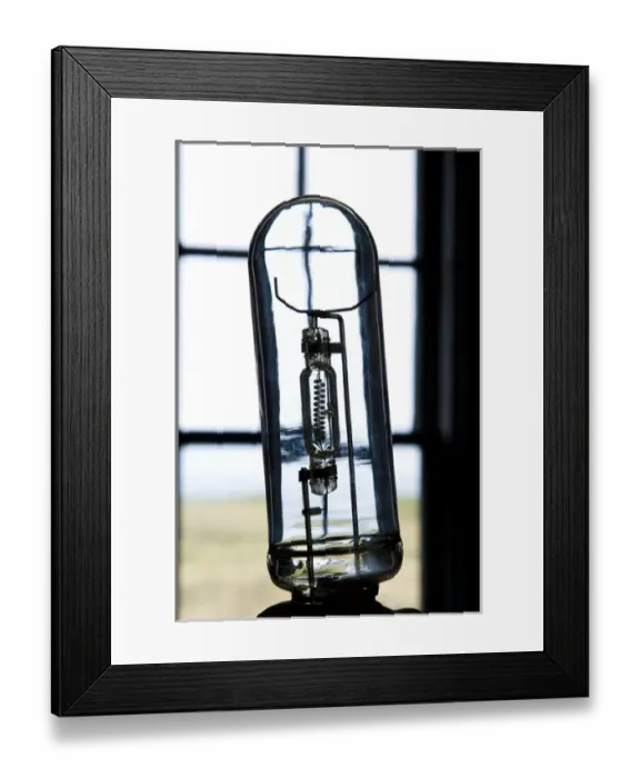 Framed Print : USA, Oregon, Cape Blanco. A silhouette of a light bulb used in the lighthouse. Credit as Framed Print : USA, Oregon, Cape Blanco. A silhouette of a light bulb used in the lighthouse. Credit as