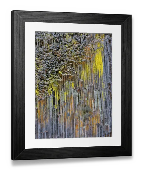 Framed Print : USA, Oregon. Columnar basalt covered with lichen along North Umpqua River. Credit as Framed Print : USA, Oregon. Columnar basalt covered with lichen along North Umpqua River. Credit as