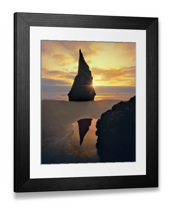 Framed Print : USA, Oregon. Rock formation at sunset on Bandon Beach. Credit as: Steve Terrill Photography Framed Print : USA, Oregon. Rock formation at sunset on Bandon Beach. Credit as: Steve Terrill Photography