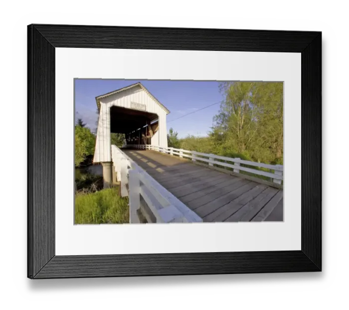 Framed Print : Galon House Covered Bridge built in 1916 near Silverton Oregon
