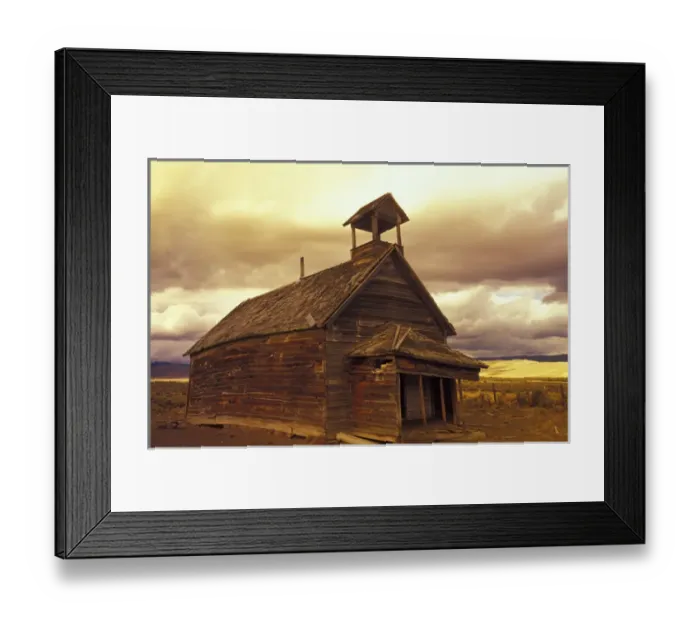 Framed Print : N. A. USA, Oregon, Seneca, Ponderosa Ranch Old school house on the Ponderosa Ranch
