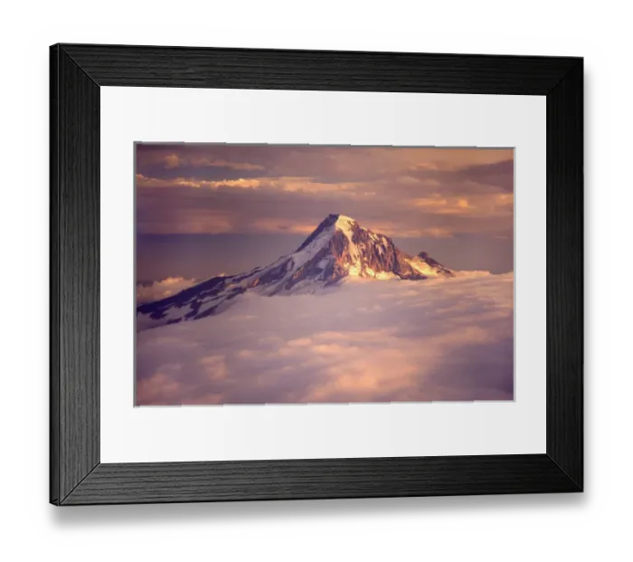 Framed Print : Aerial of Mt. Hood poking through clouds, Oregon Framed Print : Aerial of Mt. Hood poking through clouds, Oregon