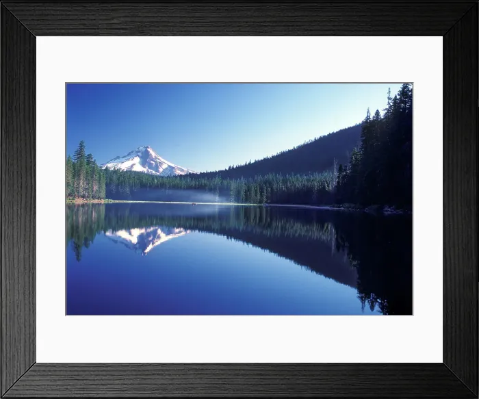 Framed Print : Small boat on Frog Lake with Mt. Hood in background, Oregon Framed Print : Small boat on Frog Lake with Mt. Hood in background, Oregon