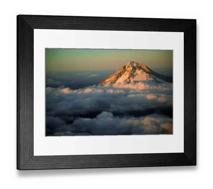 Framed Print : An aerial of Mt Hood, Oregon, peaking above the cloud cover