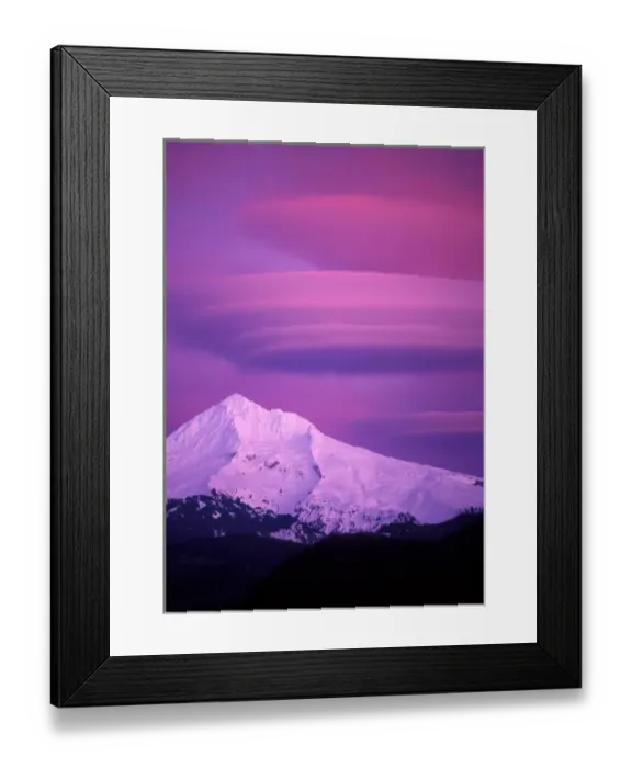 Framed Print : Sunset colored magenta Lenticular clouds over Mt Hood, Oregon Framed Print : Sunset colored magenta Lenticular clouds over Mt Hood, Oregon