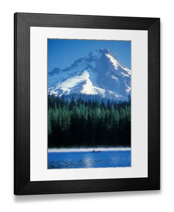 Framed Print : Rafting on Frog Lake on a misty morning with Mt Hood in background Framed Print : Rafting on Frog Lake on a misty morning with Mt Hood in background