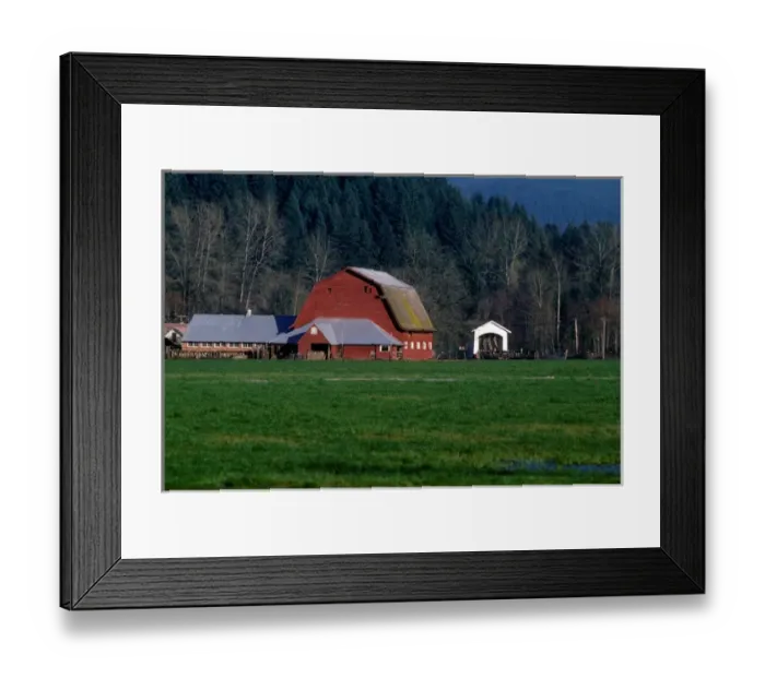 Framed Print : A Willamette Valley farm, with Larwood Bridge in the background, in Lane County, Oregon