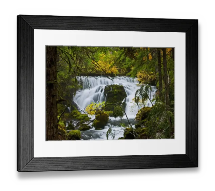 Framed Print : A fall scene of flowing water along the Empqua River in Steamboat Oregon Framed Print : A fall scene of flowing water along the Empqua River in Steamboat Oregon