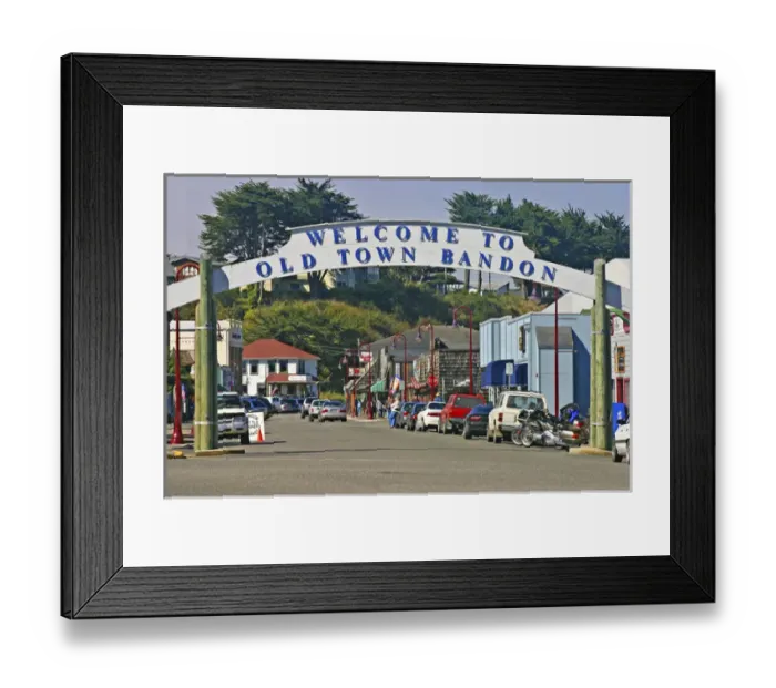 Framed Print : Welcome arch over street in Old Bandon Oregon Framed Print : Welcome arch over street in Old Bandon Oregon