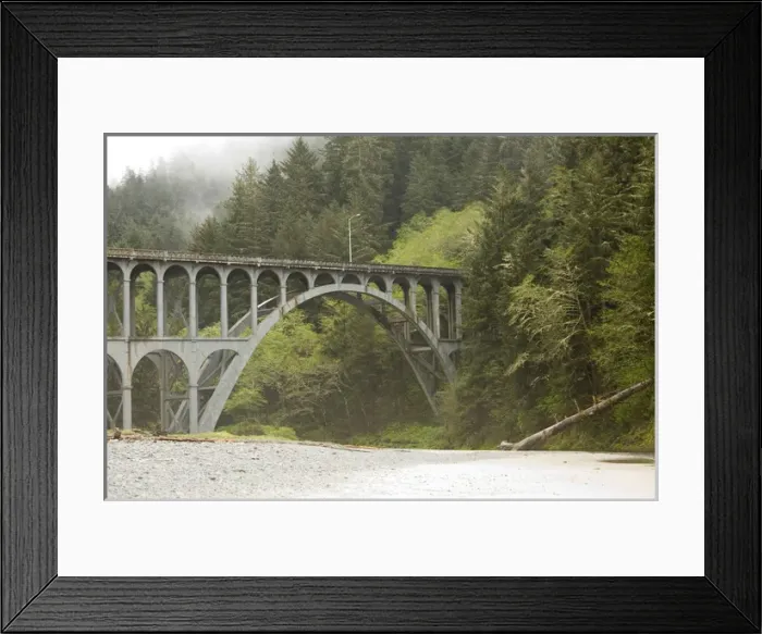 Framed Print : View of historic bridge near Haceta Head Lighthouse - State Park. Near Florence, Oregon