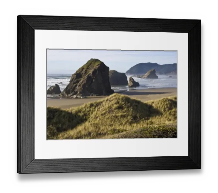 Framed Print : Oregon coastline dotted with haystacks Framed Print : Oregon coastline dotted with haystacks