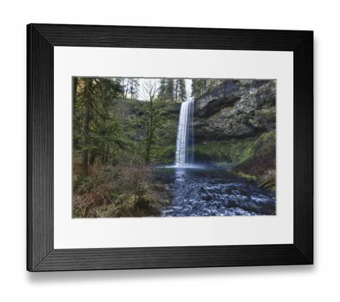 Framed Print : USA, Oregon, Silver Falls State Park, South Falls, Digital Composite, HDR