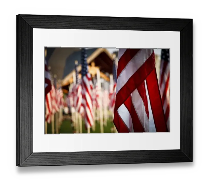 Framed Print : USA, Oregon, Salem, flags out for 10 year anniversary of 9 / 11 Framed Print : USA, Oregon, Salem, flags out for 10 year anniversary of 9 / 11