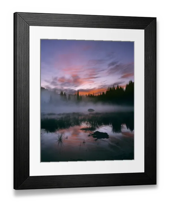 Framed Print : USA, Oregon, Sisters Mirror Lake. Colorful clouds fill the sunrise sky at Sisters