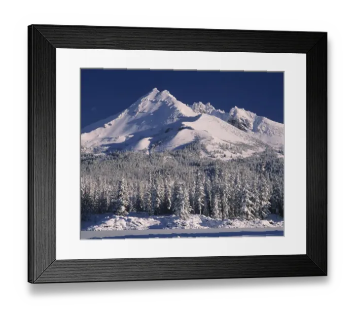Framed Print : USA, Oregon, Broken Top. Broken Top looms above the frozen Sparks Lake in the Oregon Framed Print : USA, Oregon, Broken Top. Broken Top looms above the frozen Sparks Lake in the Oregon
