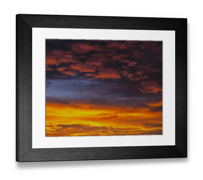 Framed Print : USA, Oregon, Bend. Colorful layers of clouds fill the morning sky in central Oregon