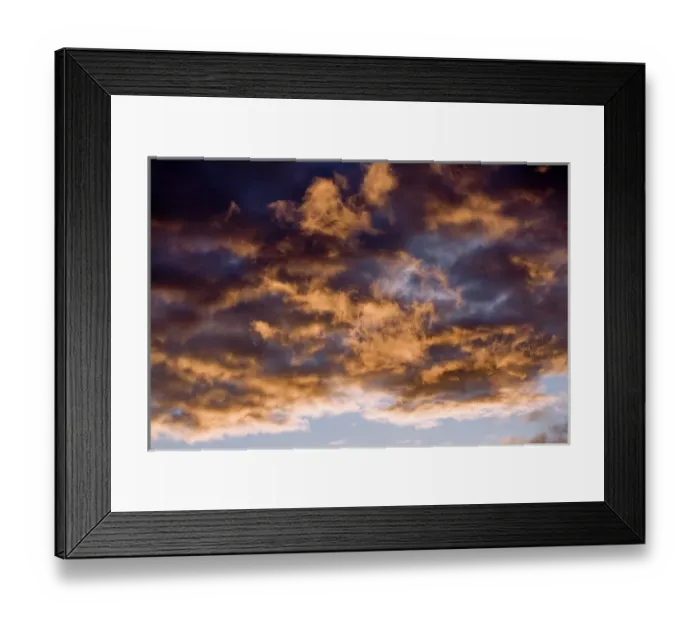 Framed Print : USA, Oregon, Bend. Wisps of clouds catch light from the setting sun in central Oregon