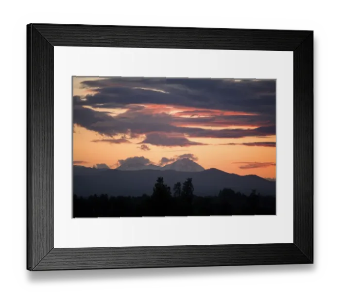 Framed Print : USA, Oregon, Bend. Clouds gather around the Soth and Middle Sisters at sunset in Deschutes County Framed Print : USA, Oregon, Bend. Clouds gather around the Soth and Middle Sisters at sunset in Deschutes County
