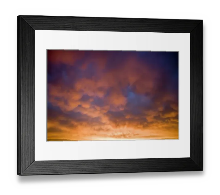 Framed Print : USA, Oregon, Bend. Mammatus clouds take on a variety of colors at sunset in Deschutes County