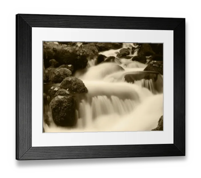 Framed Print : USA, Oregon, View of waterfall with autumn maple leave at Mt hood National forest