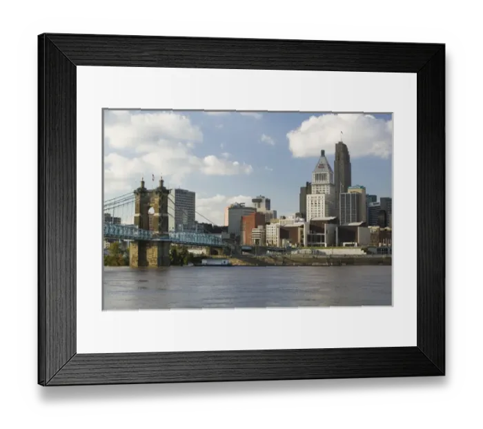 Framed Print : USA-Ohio-Cincinnati: City Skyline along the Ohio River / Late Afternoon Framed Print : USA-Ohio-Cincinnati: City Skyline along the Ohio River / Late Afternoon
