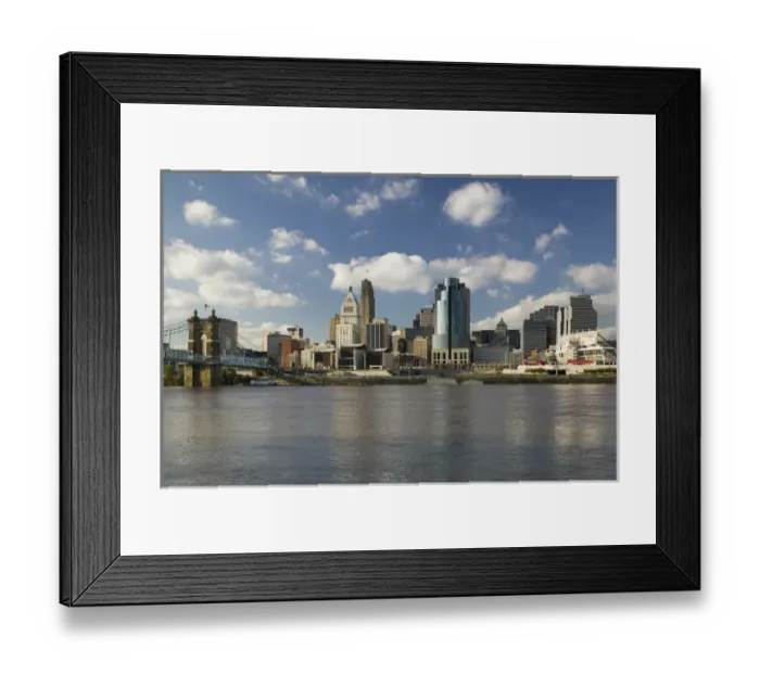 Framed Print : USA-Ohio-Cincinnati: City Skyline along the Ohio River / Late Afternoon Framed Print : USA-Ohio-Cincinnati: City Skyline along the Ohio River / Late Afternoon