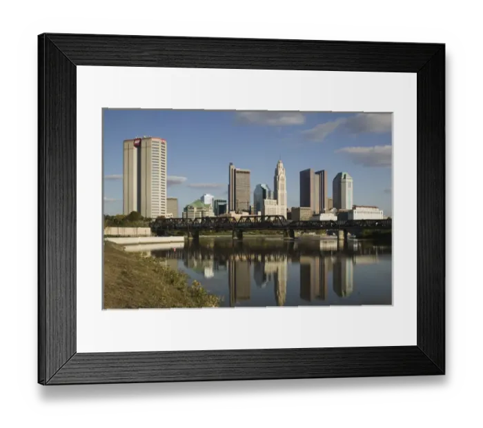 Framed Print : USA-Ohio-Columbus: City Skyline along the Scioto River / Late afternoon Framed Print : USA-Ohio-Columbus: City Skyline along the Scioto River / Late afternoon