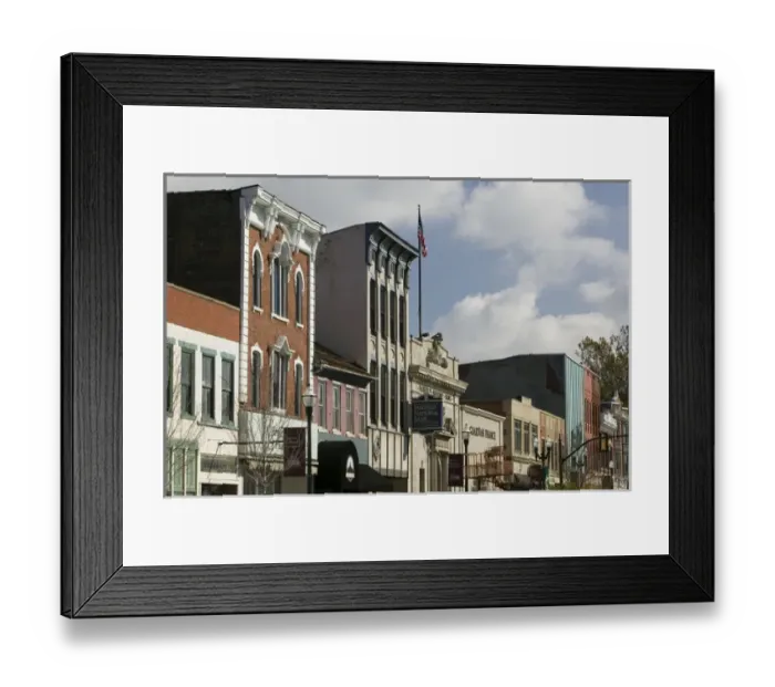 Framed Print : USA-Ohio-Lancaster: Buildings along Main Street Framed Print : USA-Ohio-Lancaster: Buildings along Main Street