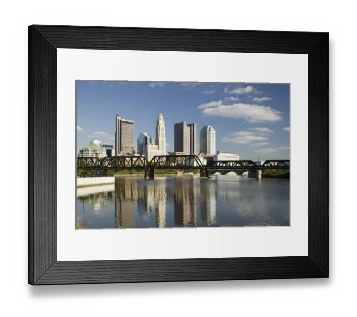 Framed Print : USA-Ohio-Columbus: City Skyline along the Scioto River / Late afternoon Framed Print : USA-Ohio-Columbus: City Skyline along the Scioto River / Late afternoon