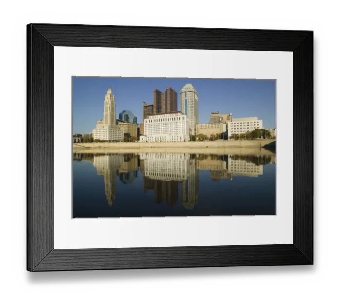 Framed Print : USA-Ohio-Columbus: City Skyline along the Scioto River  /  Late afternoon