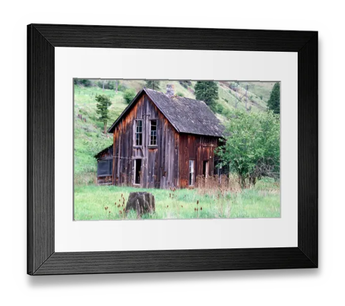 Framed Print : Abandoned homestead; northeastern Oregon; Imnaha river valley; farm; historic; rural